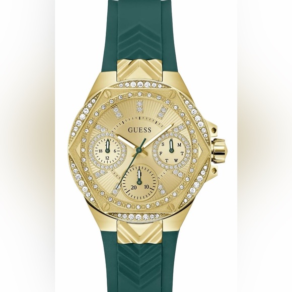 Guess Accessories - Guess Women's 38mm Watch - Green Silicone Band & Gold Tone